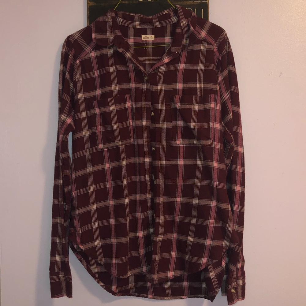 Burgundy and cream Hollister flannel